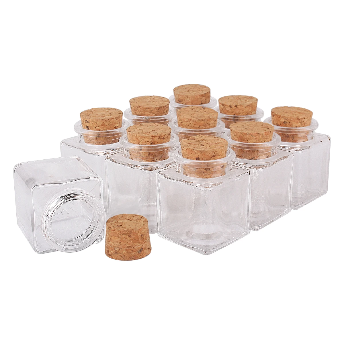 Mini 50ml round Glass Bottle with Corks Empty Clear Flat Bottles for Craft Gifts Hot Stamping Surface Packaging in Carton