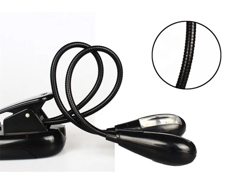 Adjustable Double Pole Book Lamp Goosenecks Clip on LED Lamp for Music Stand and Book Reading Light Book Led Light