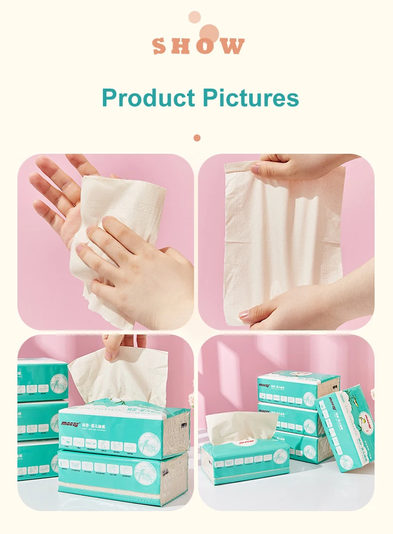 Biodegradable 3 Ply 100% Natural Multi-purpose Bamboo Paper Extraction Unscented Dry Soft Durable Bamboo Facial Tissues