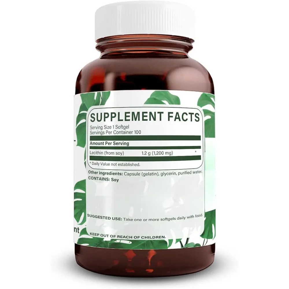 Yaniv Lecithin Vitamin E Soft Capsule 1200mg High Potency 100 Softgels Supplement  Non-GMO  Soy Free  Gluten Free Supplement