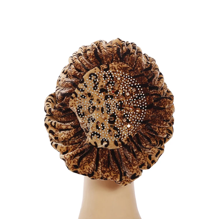 Оптовая продажа леопардовые Стразы для женщин мусульманский хиджаб стрейчевый тюрбан турецкий