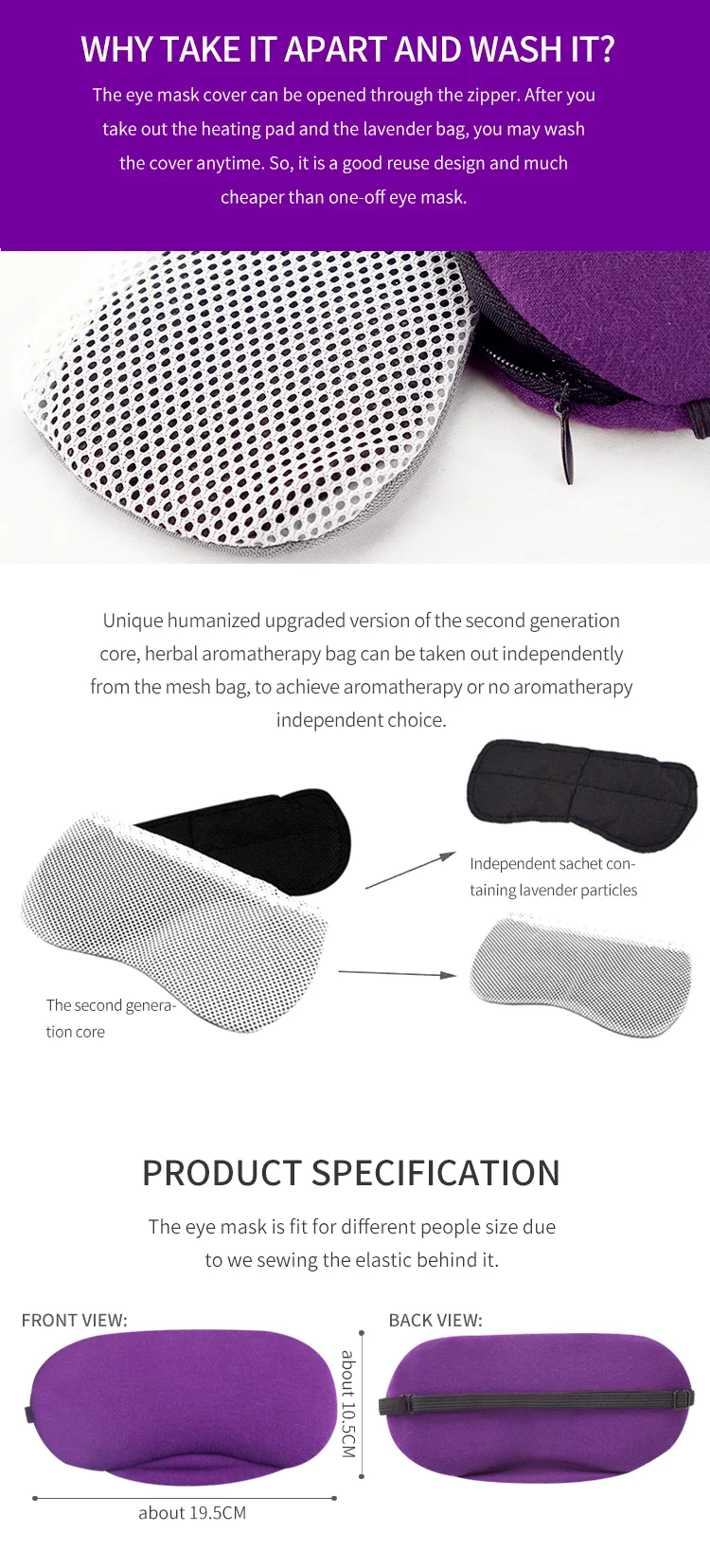 USB steam charging hot compressgear 4 temperature regulation lavender sleep eye mask electric heating eye mask