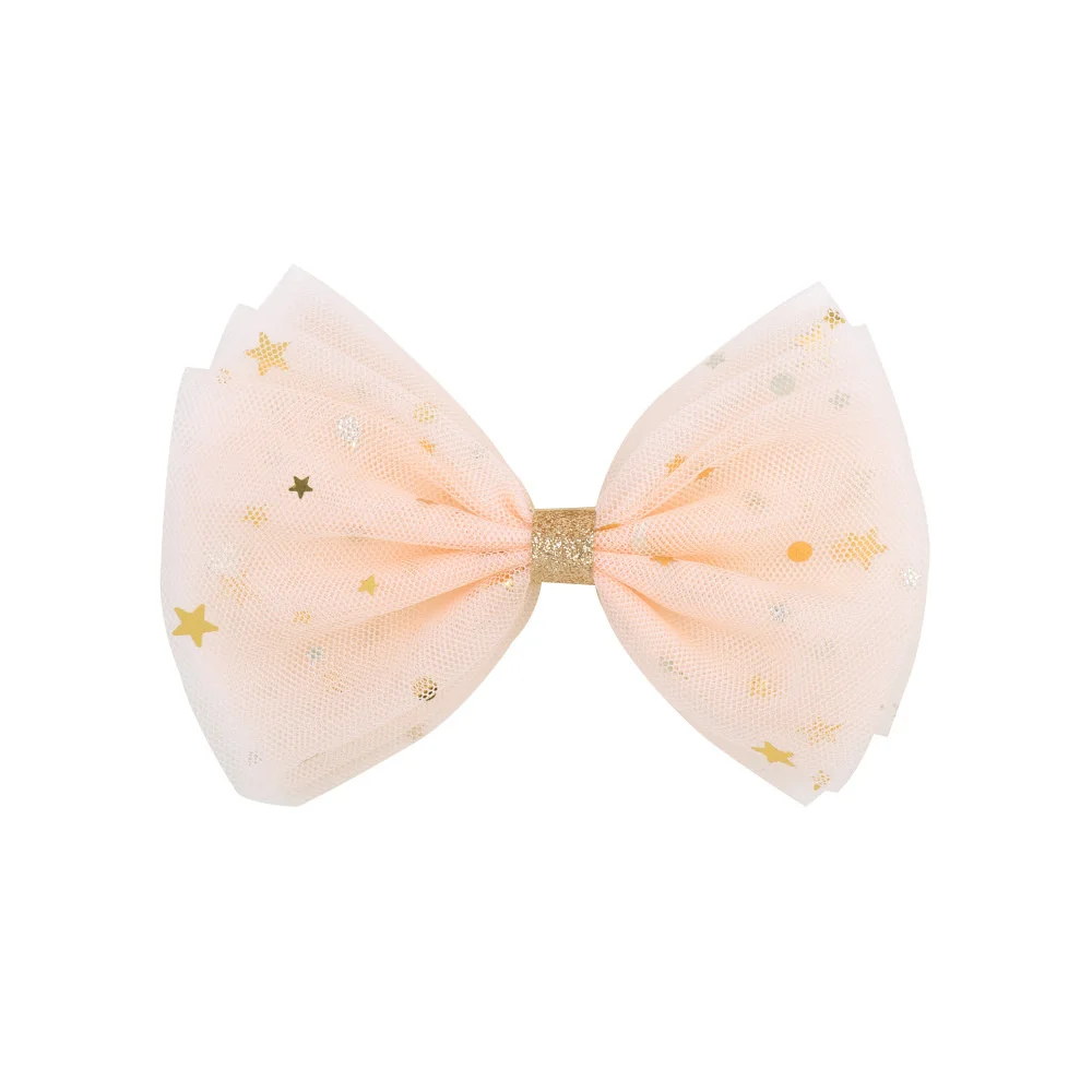 Tulle Lace with Star Children Girls Hair Bows with Clips Hair Accessories