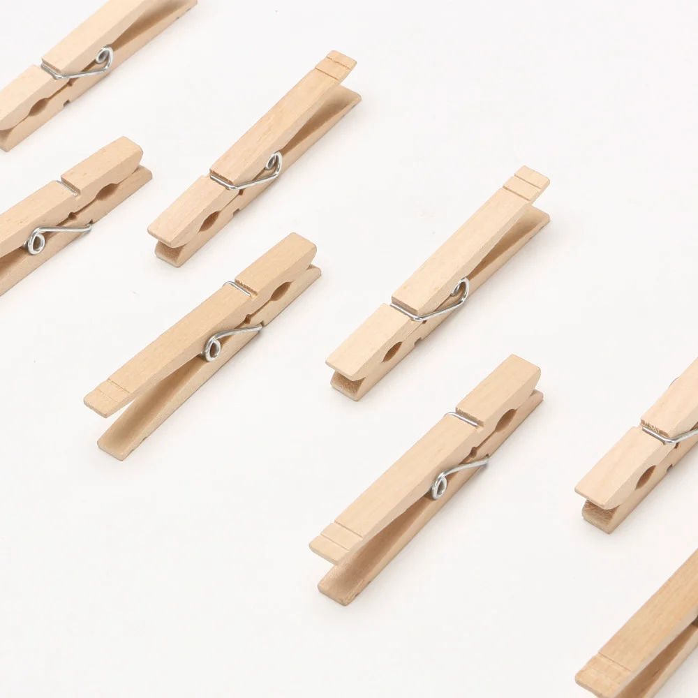 Factory-direct High Quality Non Staining Natural Wooden Clothespins 7.4cm Birch Wooden Clothes Peg