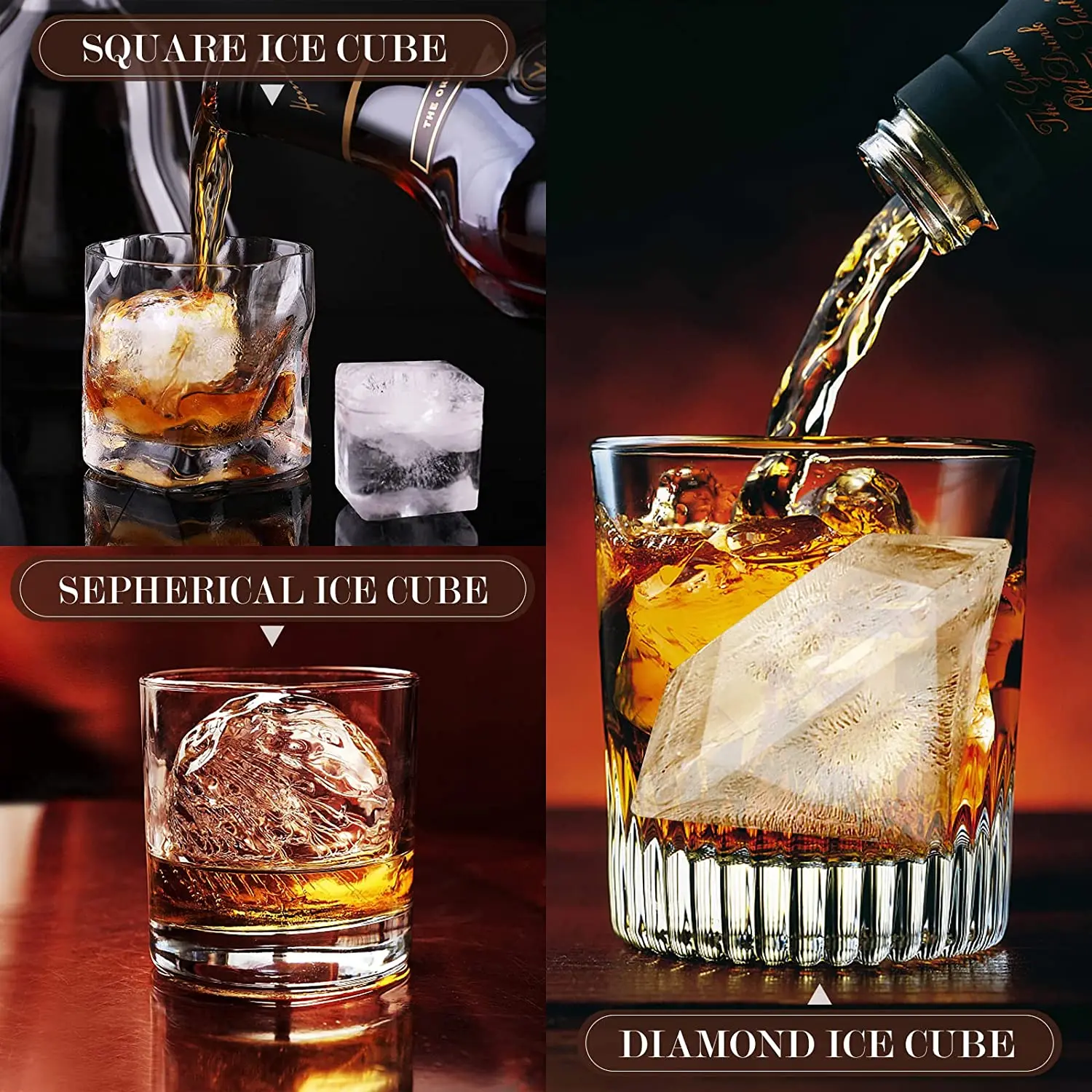 Custom Reusable Whiskey Accessories Ice Ball Molds Silicone Mold Ice Cube Tray
