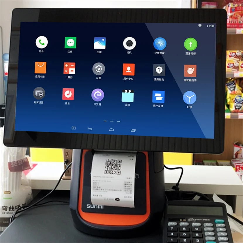 hotel cash register label printer sunmi t2 pos all in one touch screen  Android billing pos machine with printer