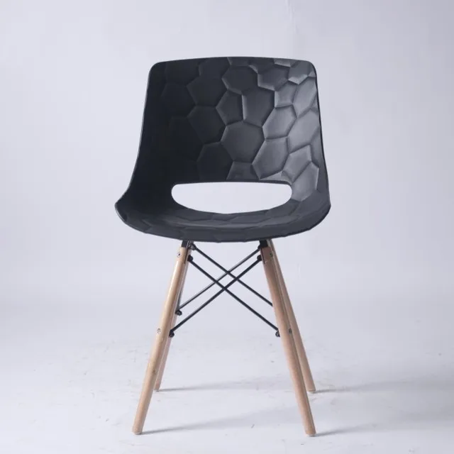 Hot sale white home furniture dining room chairs Plastic chair dining chair with solid wood leg