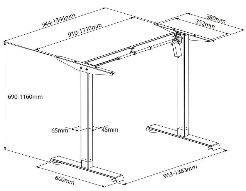 Hot sale Ergonomic Intelligent Single Motor 2 Stages leg Electric Sit-Stand Table Desk Height Adjustment Big Loading For Office