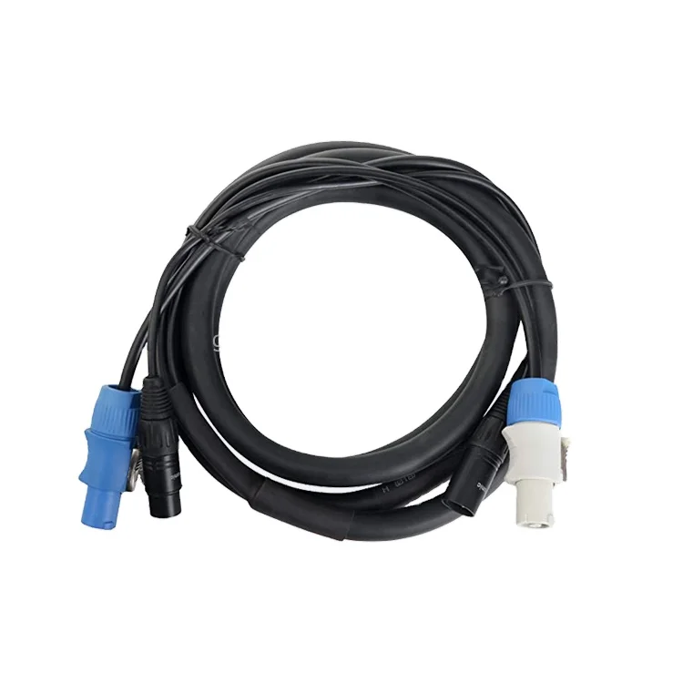 3x1.5mm2 Power cable and 3 pin dmx 2 Meters Long XLR Powercon signal combine Combi Hybrid For Stage Lights Moving Heads Par leds