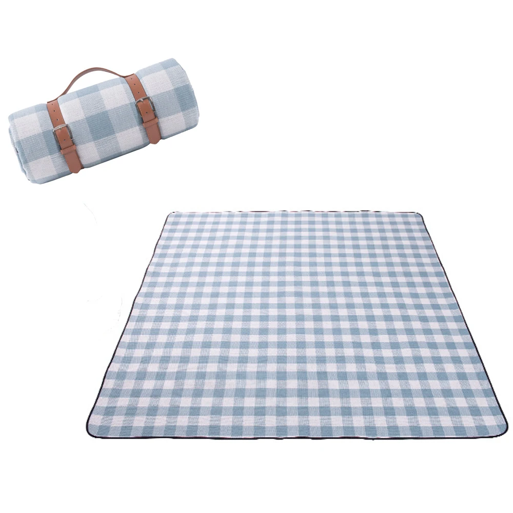 Custom Extra Large Portable Plaid Picnic Blanket Waterproof Outdoor Blanket Foldable Picnic Mat with Waterproof Bottom