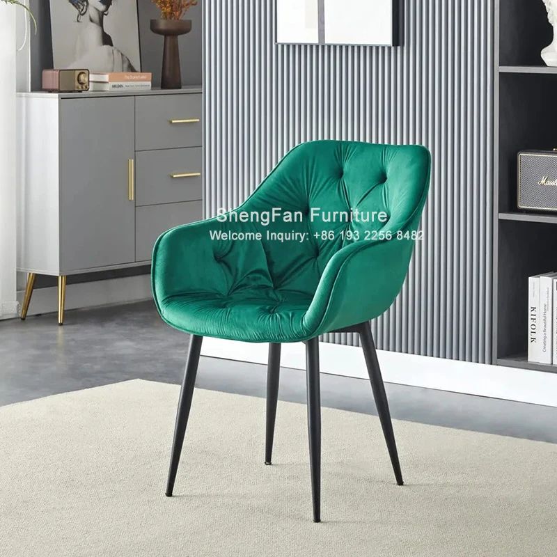 Wholesale Customer Choice Colors Velvet Fabric Dining Chair Yellow Upholstery Chairs Living Room Chairs