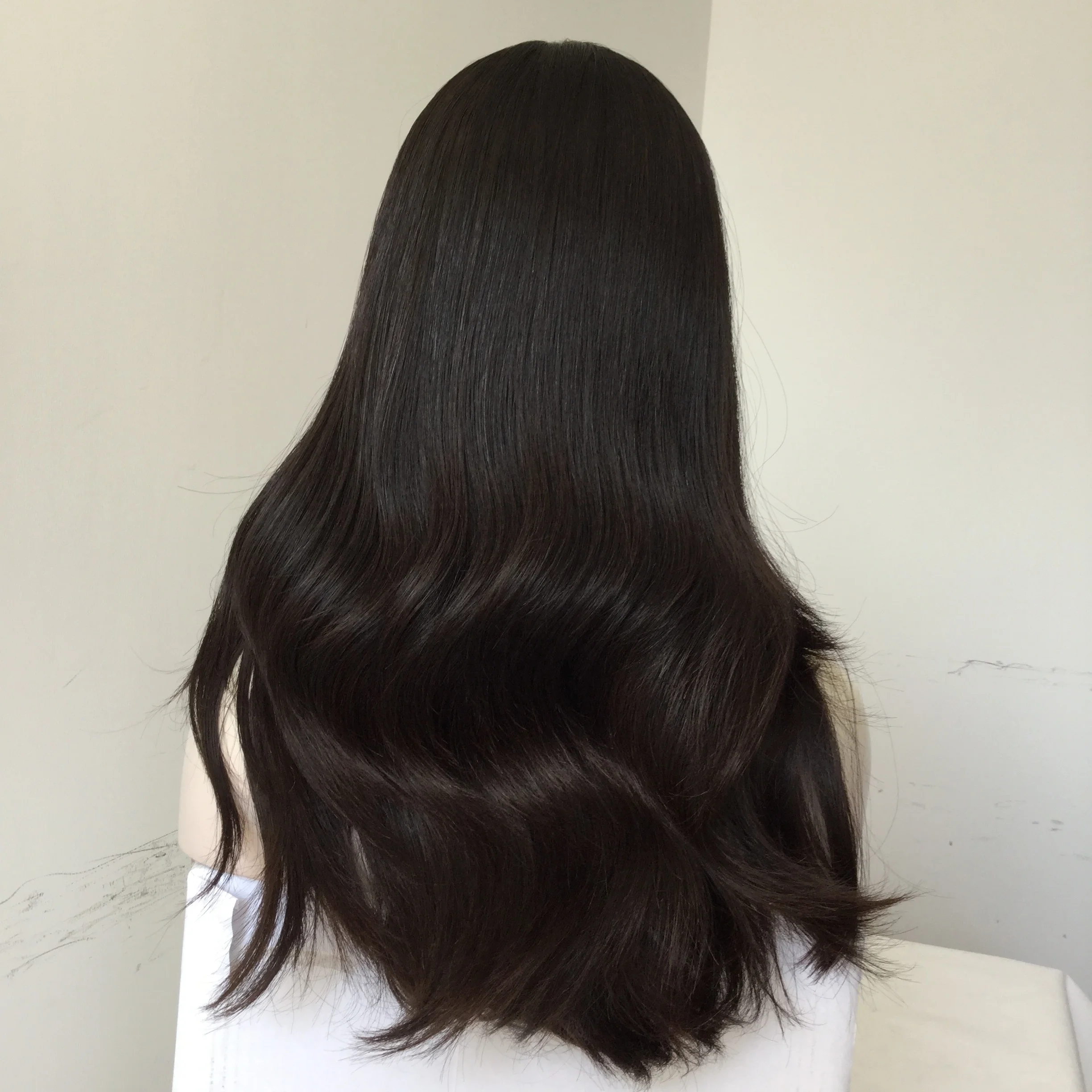 LBW Wholesale Price High Quality  Big Layer  Natural Color Swiss Lace Front 4*4 Skin Top Jewish Lace Front Wig