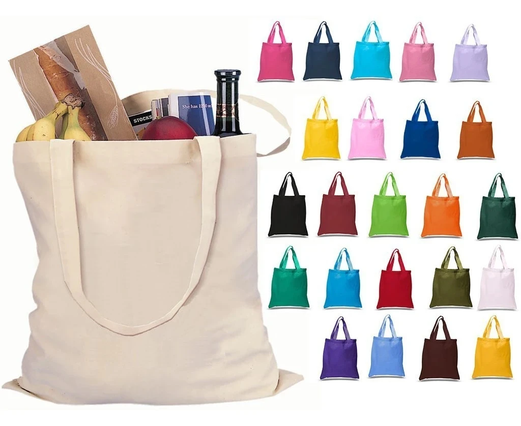 
Women Canvas Blank Grocery Plain Shopping Tote Bags Lady Shoulder Bag Reusable Recycle Handbag with Custom Logo 