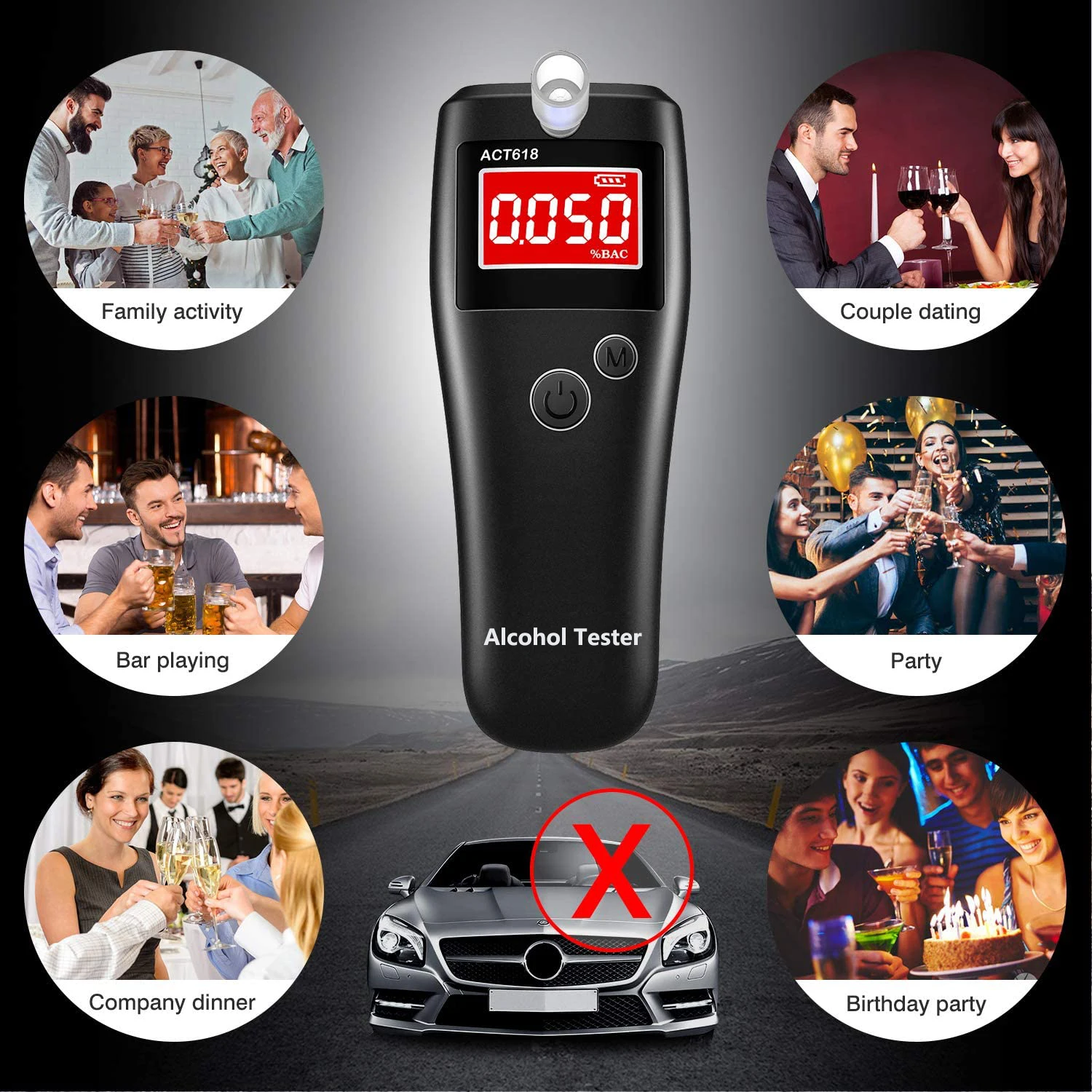 Breathalyzer with disposable mouthpiece digital alcohol meter professional alcohol testing kits