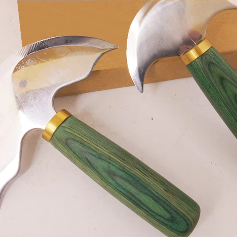 New arrival small green handle leather craft Cutting tool D2 Tool steel wood handle Hand DIY paring knife