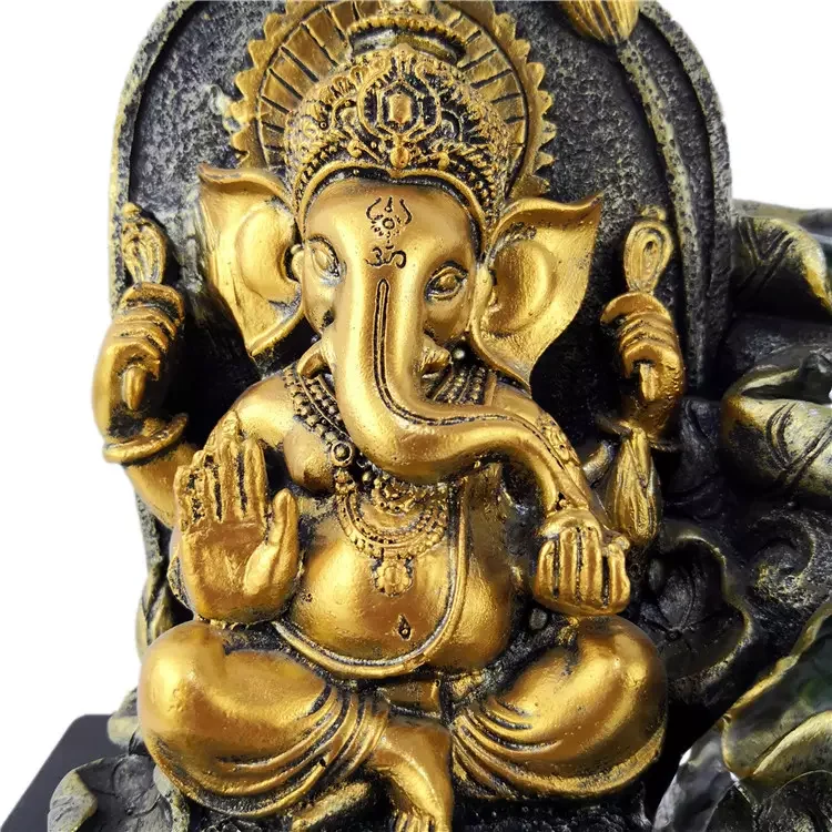 Home Office Desktop Hindu ELephant God Water Fountain Meditation Tabletop Resin Ganesha Statue Water Fountain