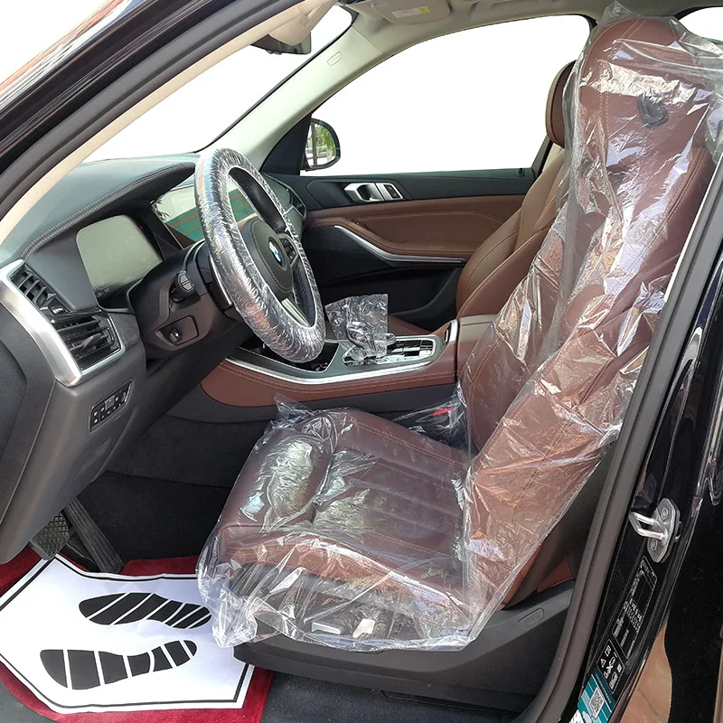 Universal 5 in 1 set Car Disposable PE Plastic Seat Cover Clear Plastic Seat Covers for Cars