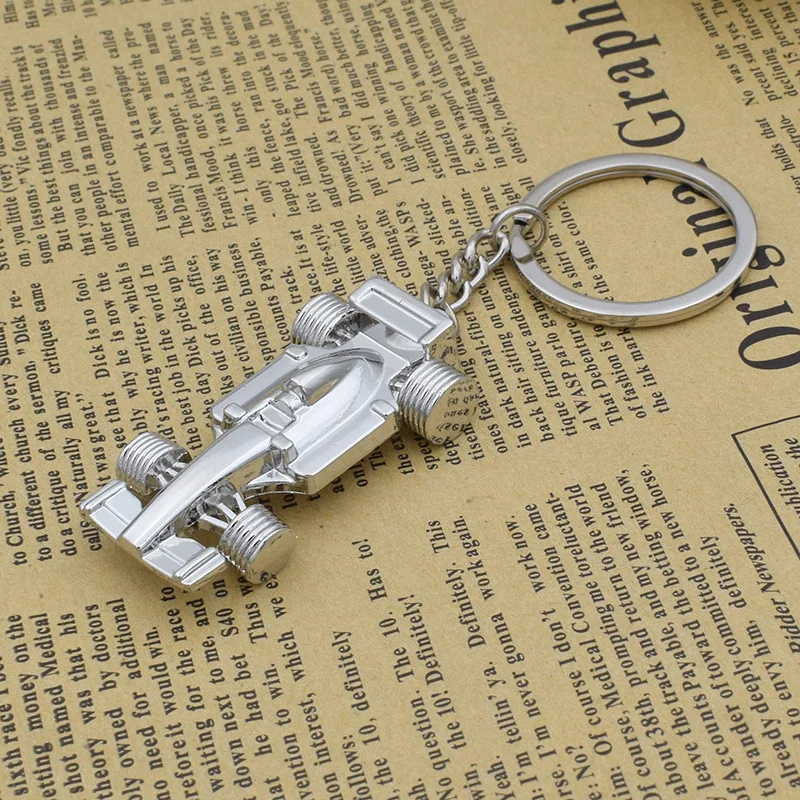 27mm*60mm Wholesale Newest and Fashionable Mini Formula Car Metal Keychains Metal Crafts Hardware Accessories