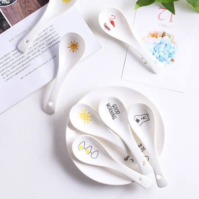 Japan Bargain Set of 4 Soup Spoons Asian Japanese Chinese Wonton Soba Rice Pho Ramen Noodle Soup Spoons with Hook