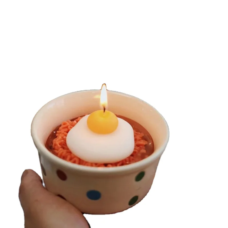 Customized high quality Fruit shaped scented soy candle custom Egg Instant Noodles scented candles