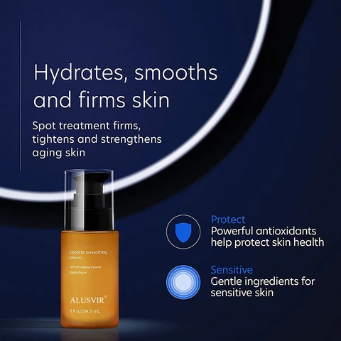 Private Label Organic Sensitive Skin Care Anti Aging Peptide Hyaluronic Acid Facial Hydrates Smooths Firms Skin Serum