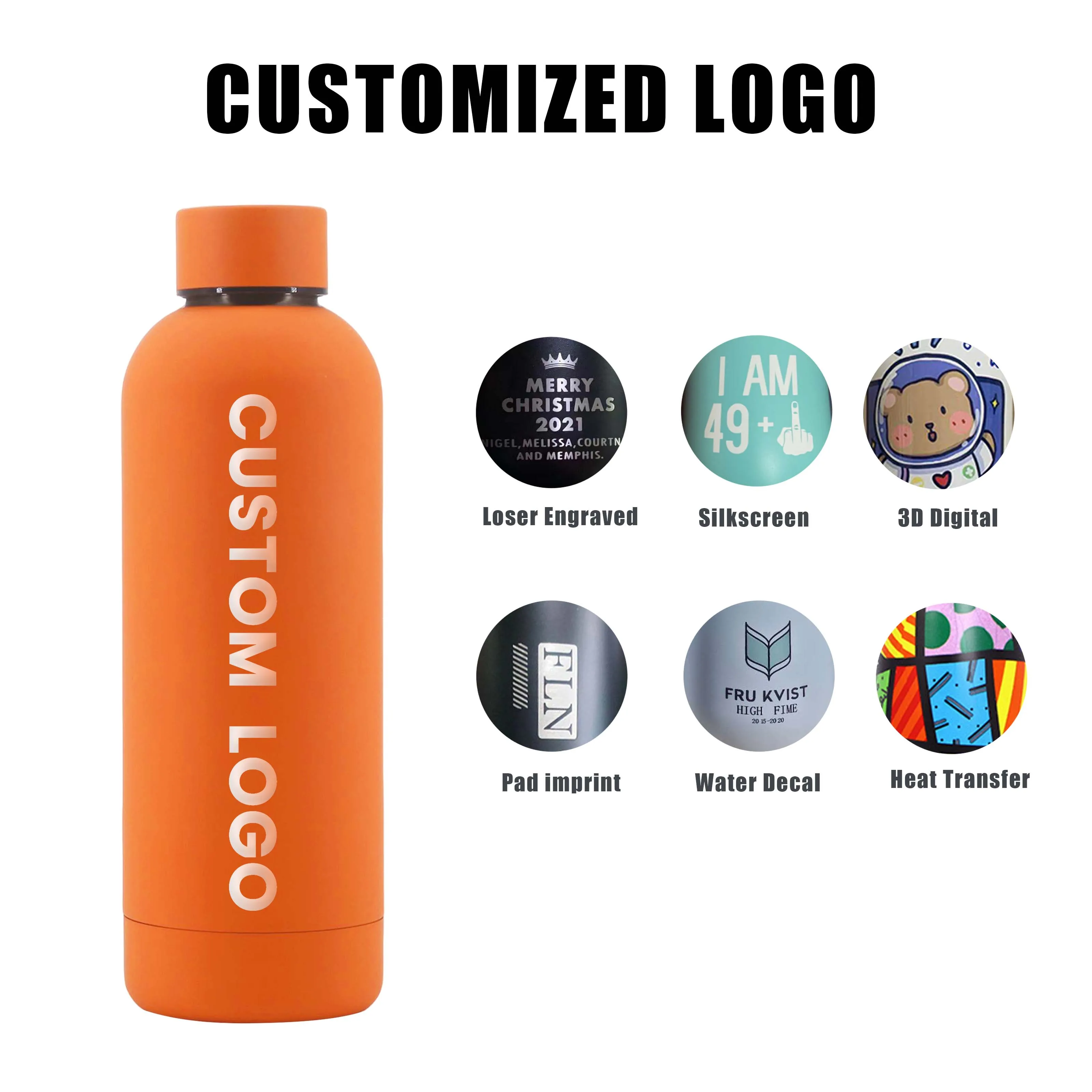 Custom Logo Hot Sale Gym Small Mouth 304 Stainless Steel Outdoor Stainless Steel Sports Water Bottle 500ML Water Bottle Sport