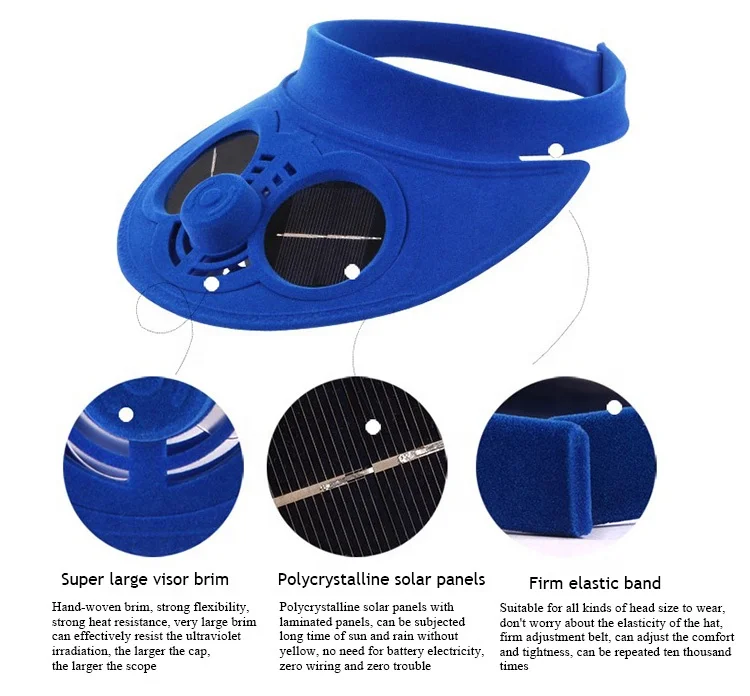 New Design Cheap sun visor hat with solar powered fan Children Fashion solar powered fan hat for kids