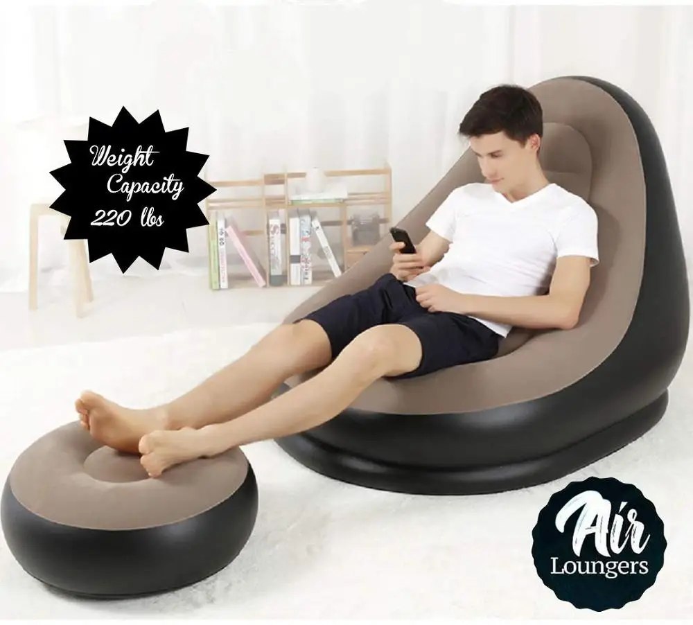 Courtyard Lazy Inflatable Sofa Chair Outdoor Portable Chaise Inflatable Sofa Lounge Chair Folding Inflatable Sofa Bed