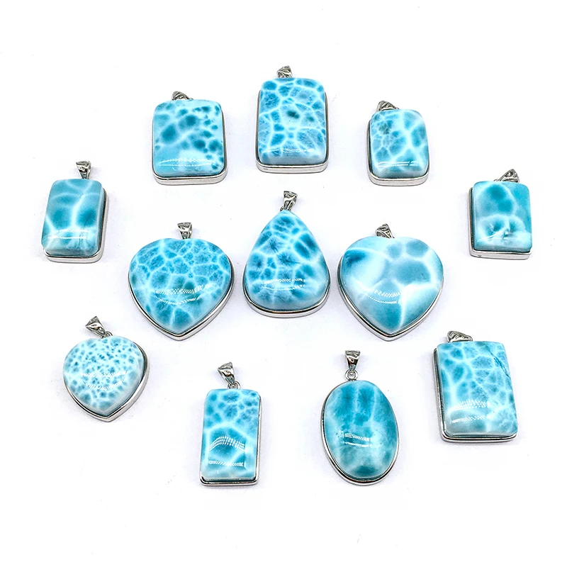Wholesale Natural larimar pendants blue gemstone jewelry crystal pendants for home decoration and gifts