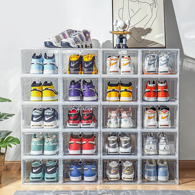 New hot-selling Folding shoe storage box organiser clear acrylic shoe box multi-type shoe rack with custom logo