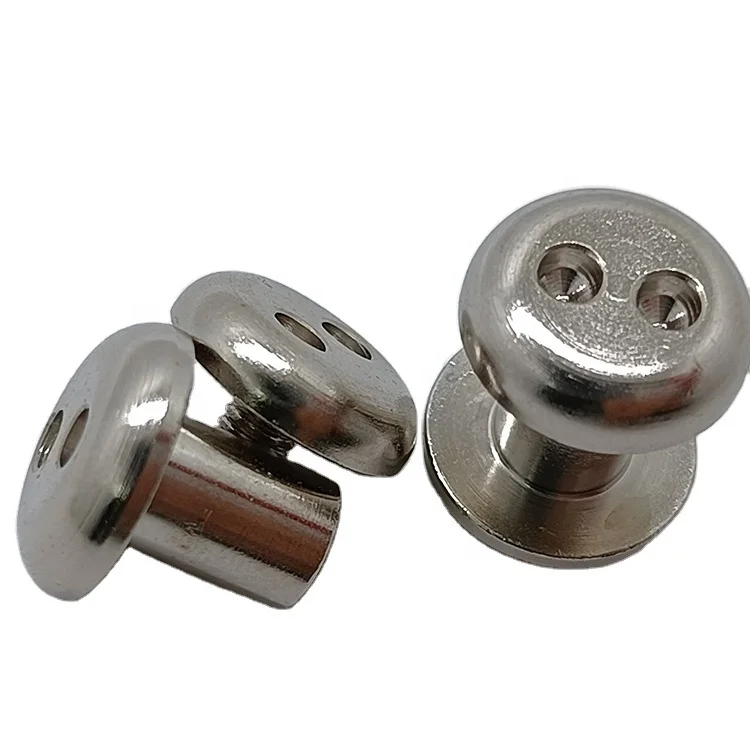 Custom M3 Carton Steel Nickel Plated Snake Eye Anti Theft Male And Female Double Lock Bolts Pair Lock Screws for Book
