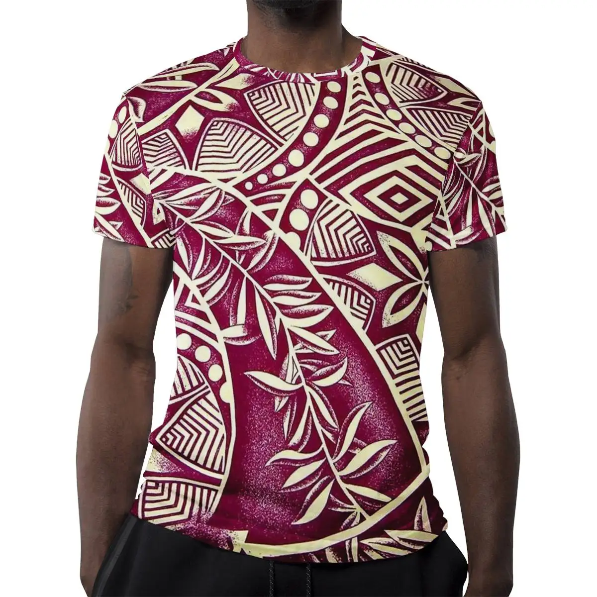 
1 PCS Dropship Polynesian Traditional Tribal Style T-shirts Custom Printing China T Shirt Machine Mens Round Neck T Shirt 