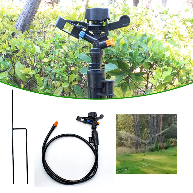 Садовый сельскохозяйственный оросительный роторный ударный спринклер с металлической подставкой