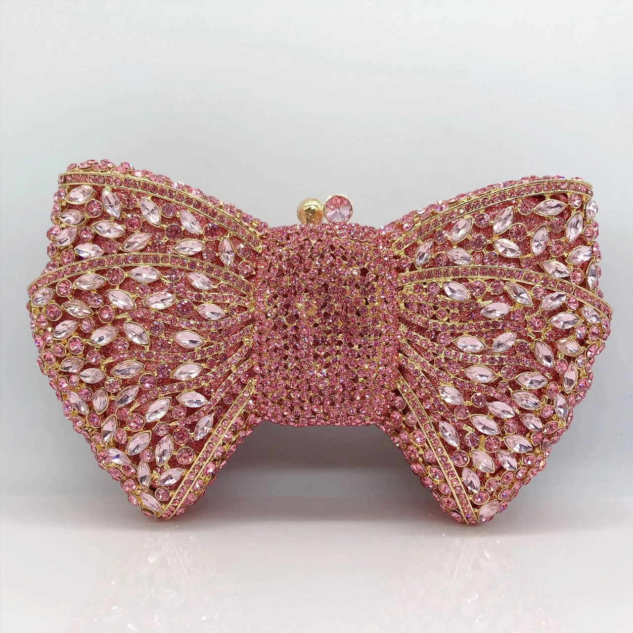 New colorful bow clutch bag customized woman wedding party rhinestone tote bag with magnet