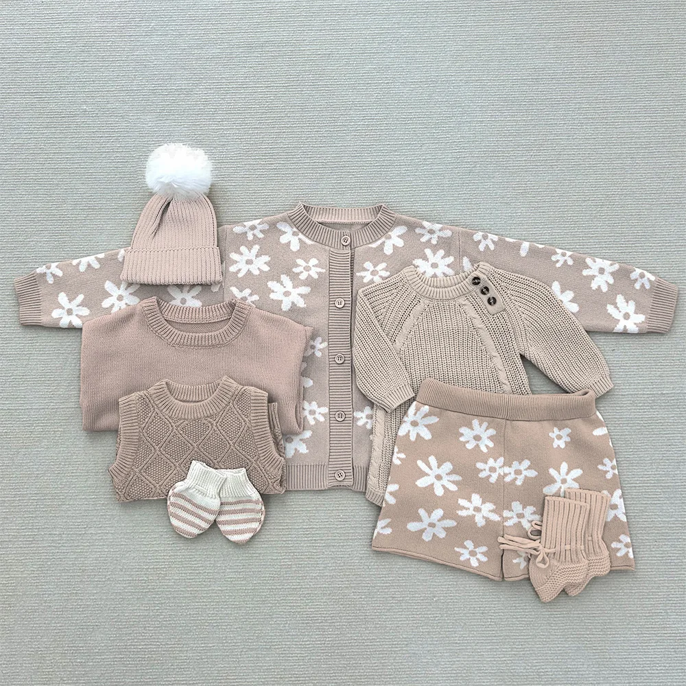 Mildream Outfits Toddler 100% Cotton Baby Children Clothes Set Pullover Autumn Winter Sweater Set Boys Girls Knitted Jumper Baby