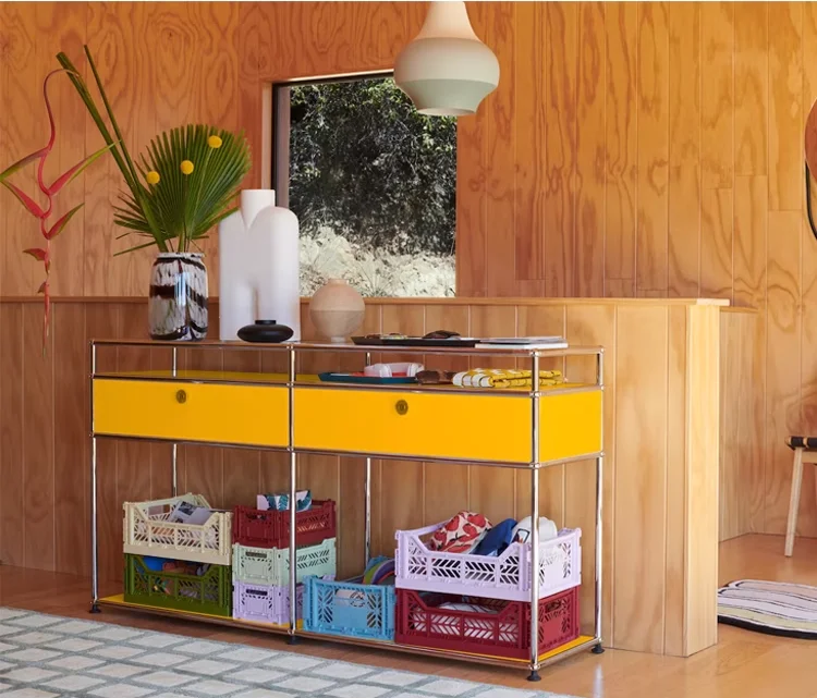 USM Modern Simple Stainless Steel Sideboard Desk with TV Cabinet Net Red Storage Porch Cabinet for Living Room or Hall