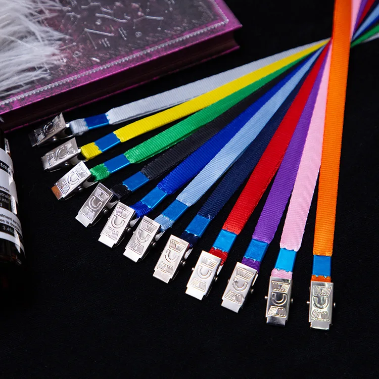 wholesale stocked long lanyard 1cm wide blank plain lanyard colourful with metal clip personalized lanyards bulk