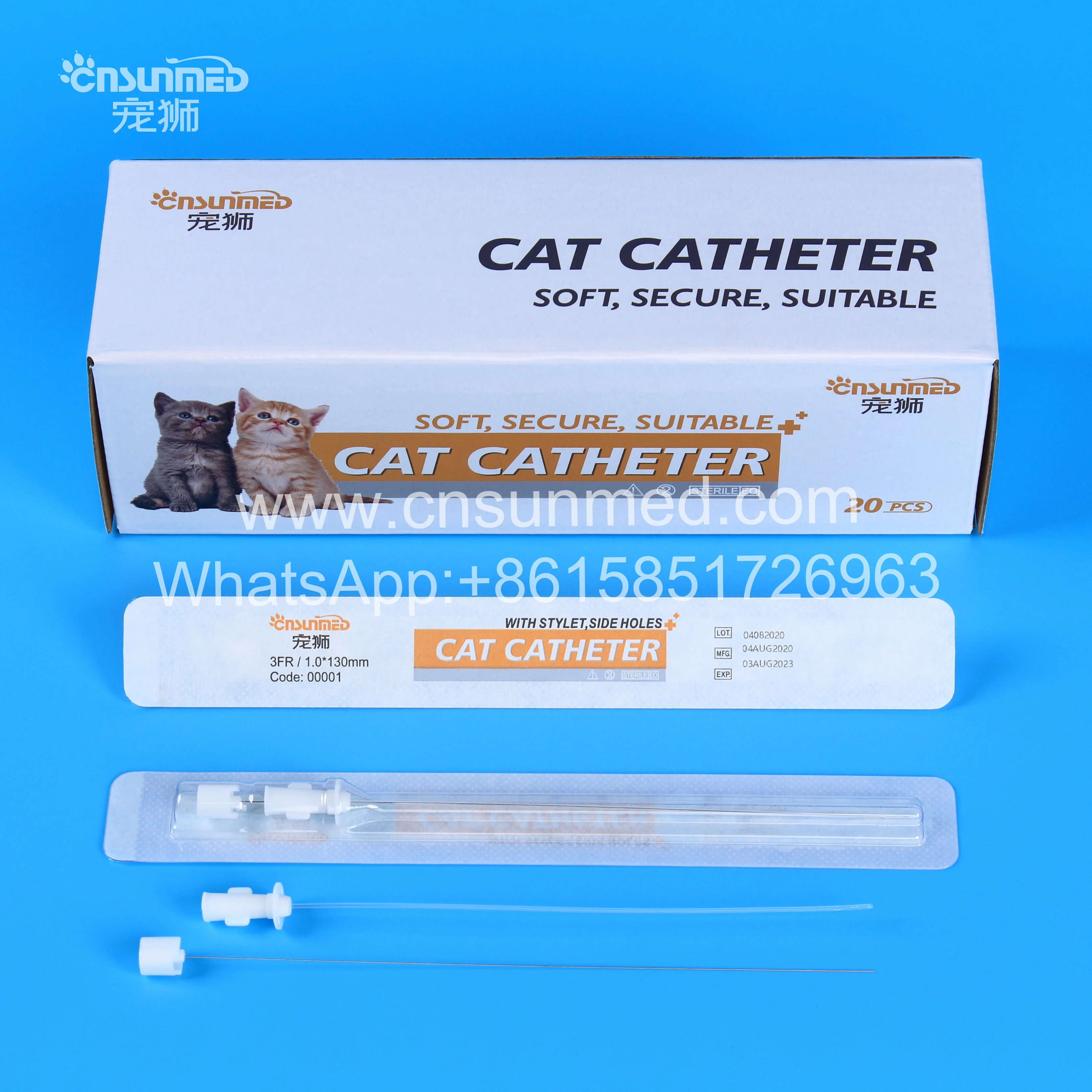 
1.0*130mm 3FR cat catheters with stylet side holes disposable urinary Veterinary urine sterile medical 