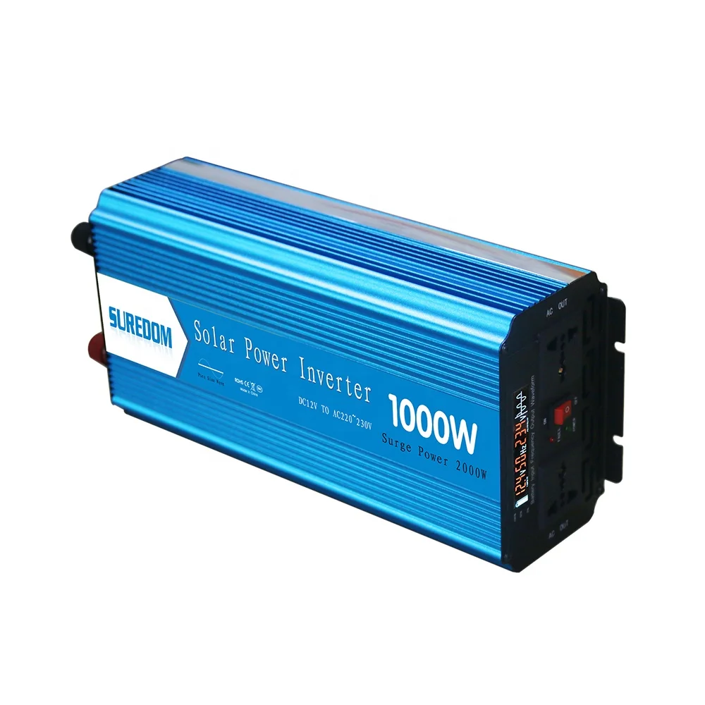 Suredom 1000w dc 12v 24v to ac 110v 220v pure sine wave inverter with CE ROHS certification