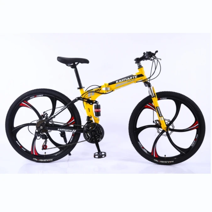 Wholesale 26inch Foldable Mountain Bike Carbon Steel Frame 21 Speed Dual Disc Brake Suspension Front Fork