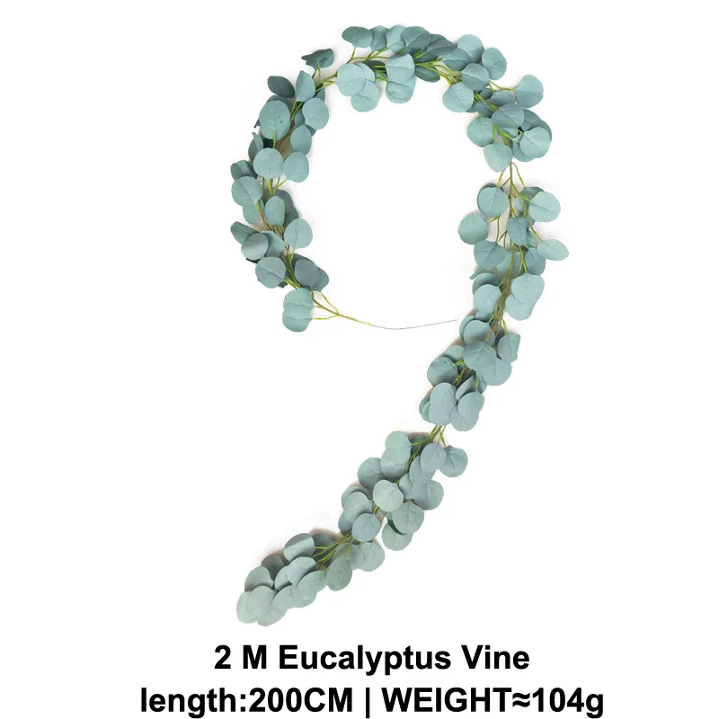 Faux Eucalyptus Garland Plant Artificial Vines Hanging Eucalyptus Leaves Greenery Garland for Wedding Backdrop Arch Wall