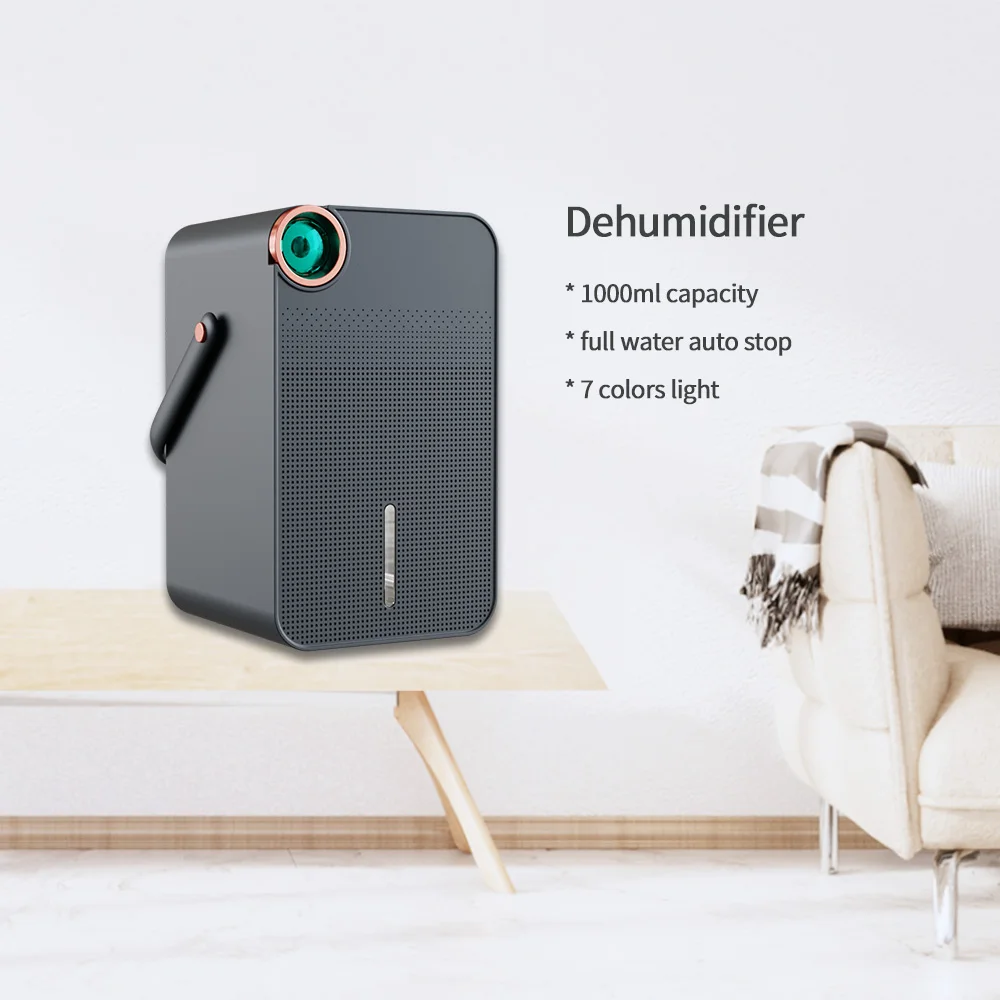 Automatic Defrost 1 Liter Portable Peltier Dehumidifier for Home Small Room Wardrobe