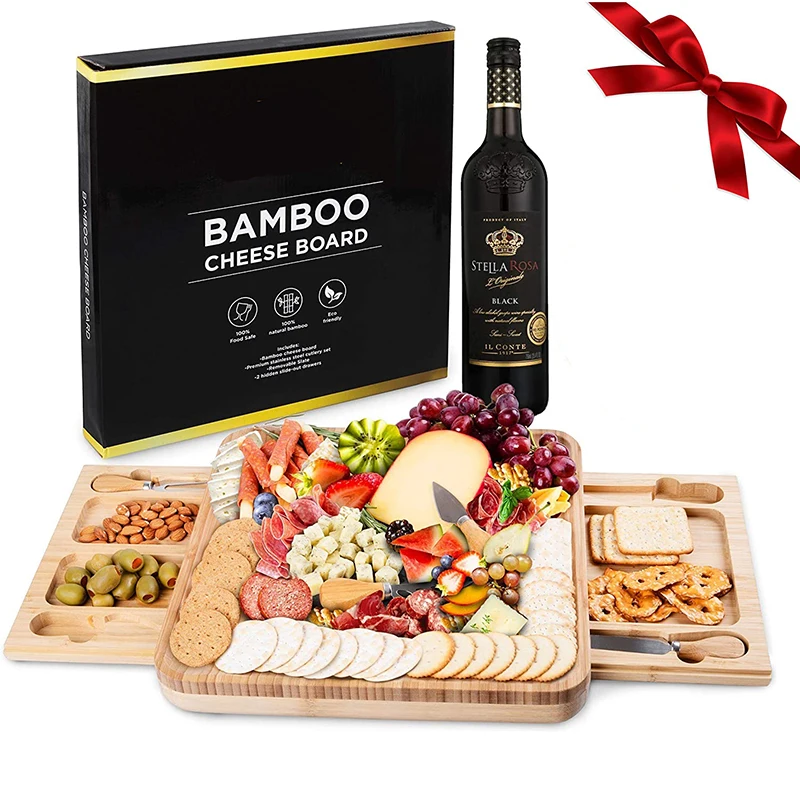  Single Piece Bamboo Cheese Board Set Plate Charcuterie