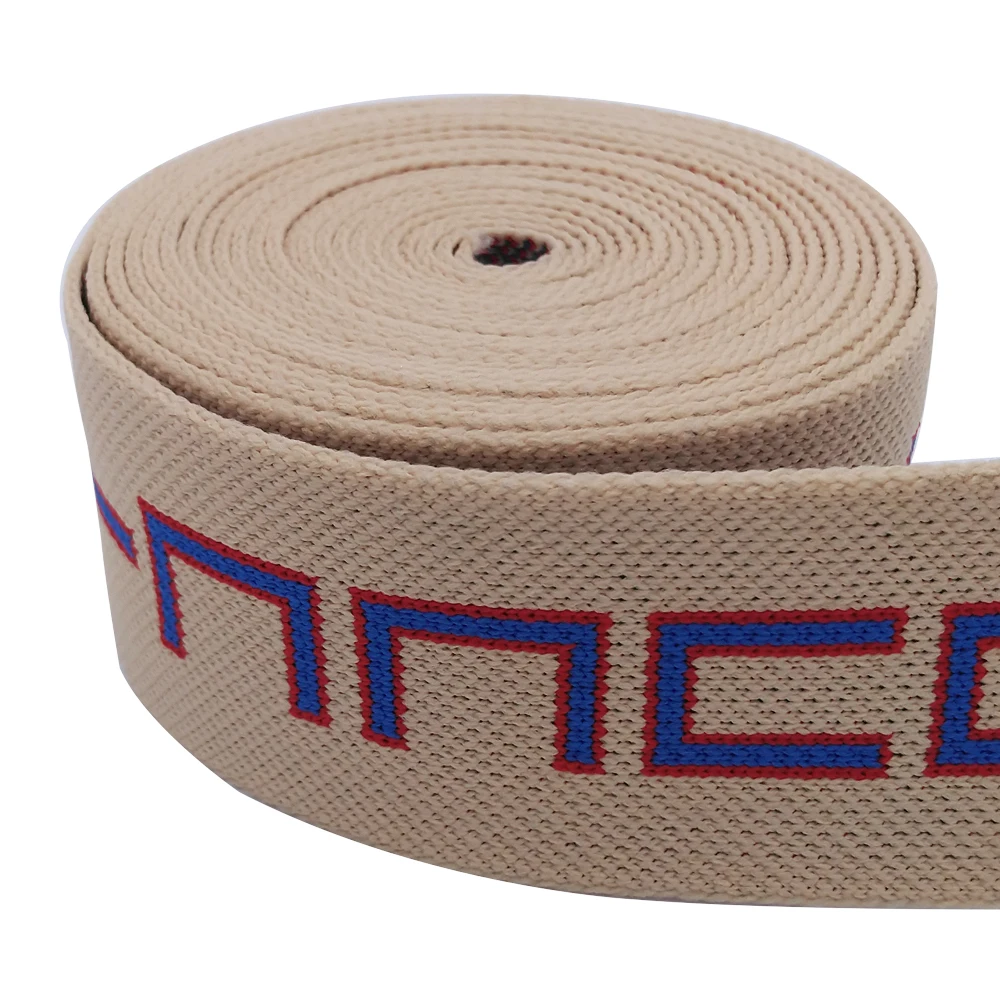 Custom logo polyester jacquard webbing knitting woven elastic band tape trim for clothing pant side