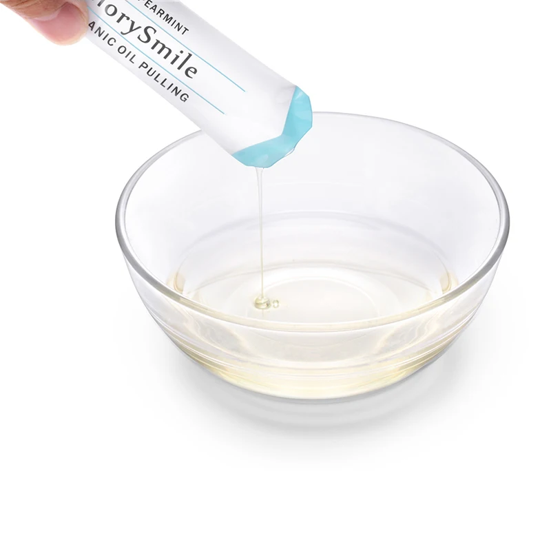 CE Certificate Factory Private Label Refresh Bad Breath Portable Natural Coconut Oil Pulling Single Sachet Whitening Mouthwash