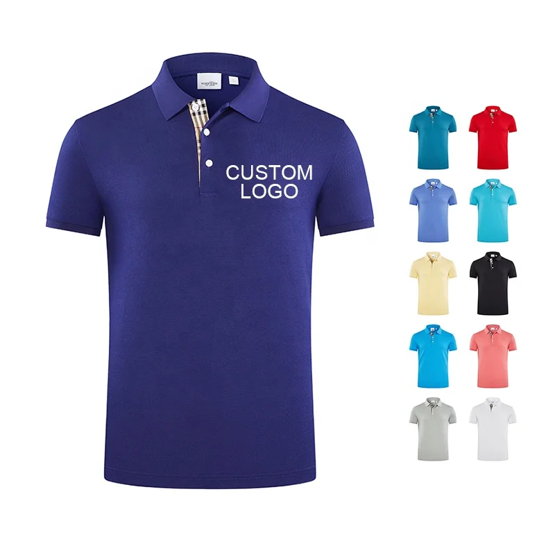 Wholesale Unisex Blank plain mens polo shirt cotton Short Sleeve Casual Collared custom printing embroidery