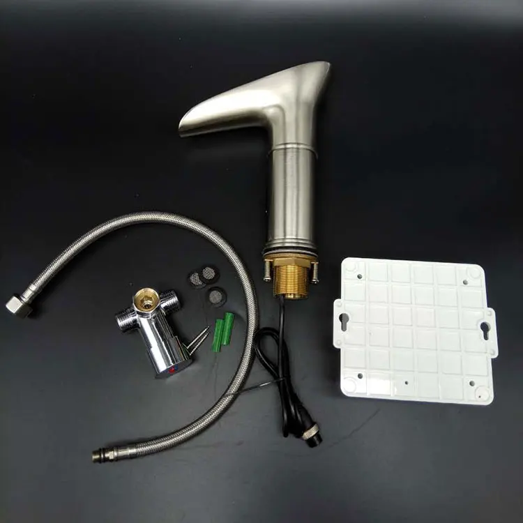 
Luxury Glass Waterfall Basin Faucet Automatic sensor faucet with beautiful LED light brass material with AC DC 