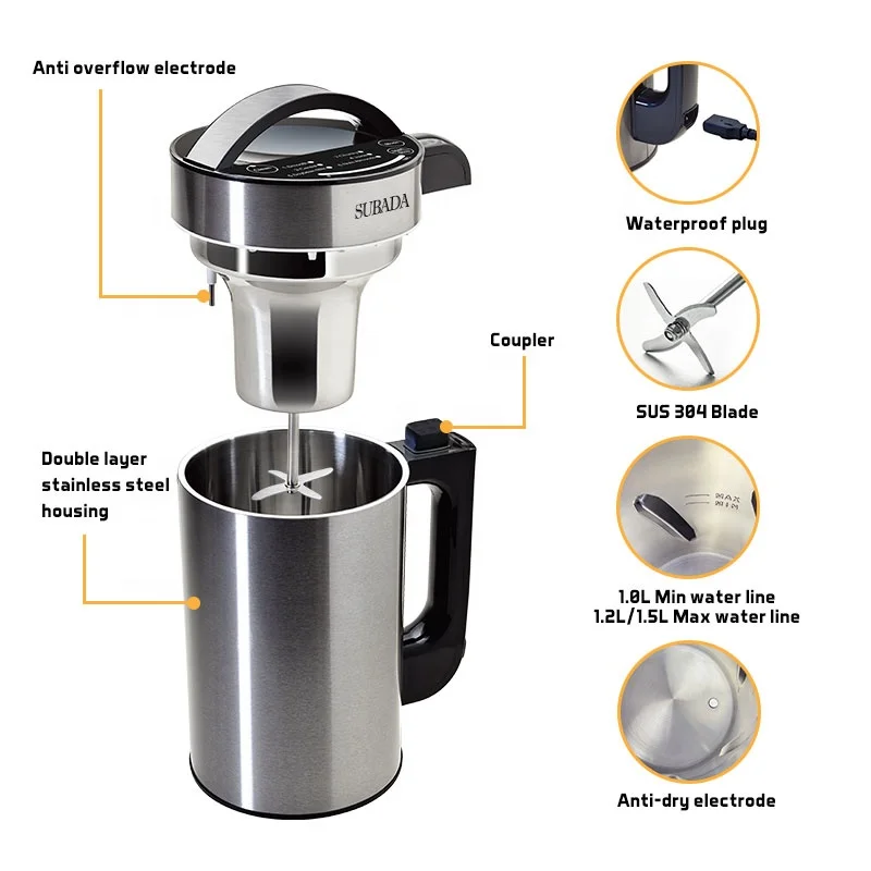 2024 Popular Oat milk maker 1.2L Electric Blender Multi-function Nut Milk Maker Machine for Family Healthy Soup Maker