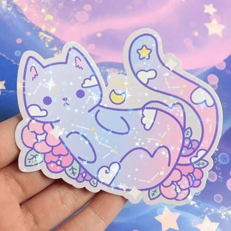 Wholesale Custom Stickers diecut Waterproof Vinyl Pvc Clear Glitter Die Cut Anime Vinyl Stickers Holographic Sticker