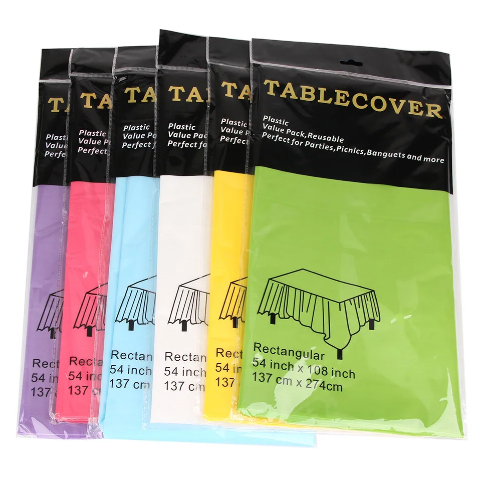 Hot Selling  Oilproof Waterproof  Camping Picnic Luxury Party Table Cloth  Solid Color Plastic Disposable Table Covers